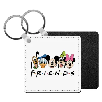 Friends characters, Μπρελόκ Δερματίνη, τετράγωνο ΜΑΥΡΟ (5x5cm)