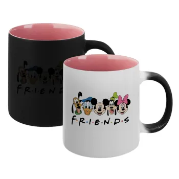 Friends characters, Κούπα Μαγική εσωτερικό ΡΟΖ, κεραμική 330ml που αλλάζει χρώμα με το ζεστό ρόφημα