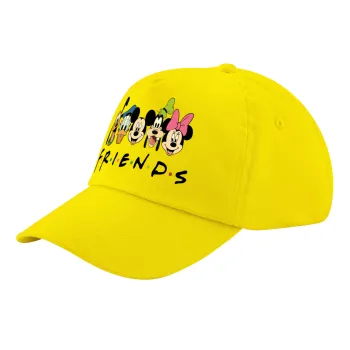 Friends characters, Καπέλο παιδικό Baseball, 100% Βαμβακερό Twill, Κίτρινο (ΒΑΜΒΑΚΕΡΟ, ΠΑΙΔΙΚΟ, UNISEX, ONE SIZE)