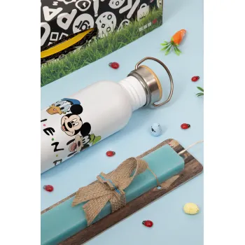 Friends characters, Πασχαλινή Λαμπάδα με παγούρι μεταλλικό (620ml, stainless steel) & κερί αρωματικό πλακέ (30cm) (ΤΙΡΚΟΥΑΖ)