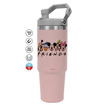 Friends characters, ΡΟΖ χρώματος Θερμός Ανοξείδωτο 890ml (30oz) με χερούλι