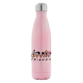 Friends characters, Metal mug thermos Pink Iridiscent (Stainless steel), double wall, 500ml
