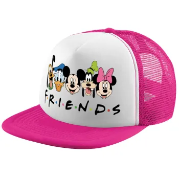Friends characters, Καπέλο παιδικό Soft Trucker με Δίχτυ ΡΟΖ/ΛΕΥΚΟ (POLYESTER, ΠΑΙΔΙΚΟ, ONE SIZE)