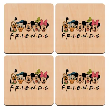 Friends characters, ΣΕΤ x4 Σουβέρ ξύλινα τετράγωνα plywood (9cm)