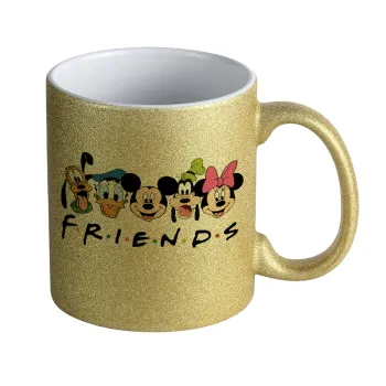 Friends characters, Κούπα Χρυσή Glitter που γυαλίζει, κεραμική, 330ml
