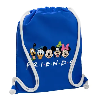 Friends characters, Τσάντα πλάτης πουγκί GYMBAG Μπλε, με τσέπη (40x48cm) & χονδρά κορδόνια