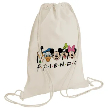 Friends characters, Τσάντα πλάτης πουγκί GYMBAG natural (28x40cm)