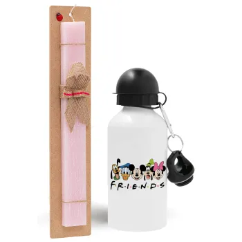Friends characters, Easter Set, metallic aluminum bottle (500ml) & aromatic flat Easter candle (30cm) (PINK)