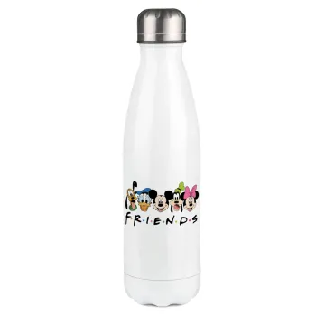 Friends characters, Μεταλλικό παγούρι θερμός Λευκό (Stainless steel), διπλού τοιχώματος, 500ml