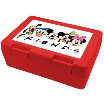 Friends characters, Παιδικό δοχείο κολατσιού ΚΟΚΚΙΝΟ 185x128x65mm (BPA free πλαστικό)