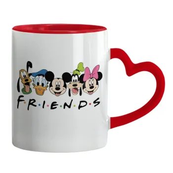 Friends characters, Κούπα καρδιά χερούλι κόκκινη, κεραμική, 330ml