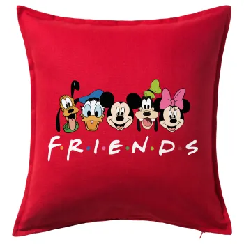 Friends characters, Μαξιλάρι καναπέ Κόκκινο 100% βαμβάκι, περιέχεται το γέμισμα (50x50cm)