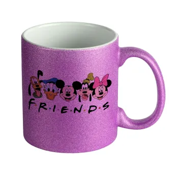 Friends characters, Κούπα Μωβ Glitter που γυαλίζει, κεραμική, 330ml