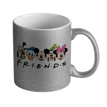Friends characters, Κούπα Ασημένια Glitter που γυαλίζει, κεραμική, 330ml
