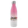 Metal mug thermos Pink/White (Stainless steel), double wall, 500ml