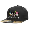 Adult Flat Snapback Hat Black/Camouflage, (100% COTTON TWILL, ADULT, UNISEX, ONE SIZE)
