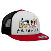 Adult Foam Flat Snapback with Mesh Red-White-Black (POLYESTER, ADULT, UNISEX, ONE SIZE)