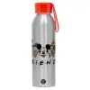 Αλουμινένιο Αθλητικό Μπουκάλι 650ml – Ασημί με Κόκκινο Καπάκι και Λουράκι Σιλικόνης