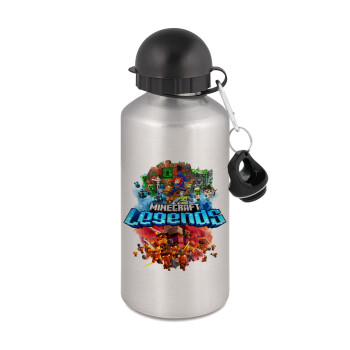 Minecraft legends, Metallic water jug, Silver, aluminum 500ml