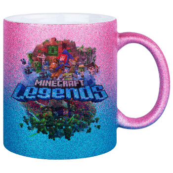 Minecraft legends, Κούπα Χρυσή/Μπλε Glitter, κεραμική, 330ml