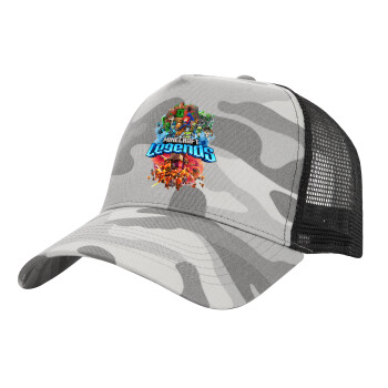Minecraft legends, Adult Structured Trucker Hat, with Mesh, (Camouflage) Army Camo (100% COTTON, ADULT, UNISEX, ONE SIZE)