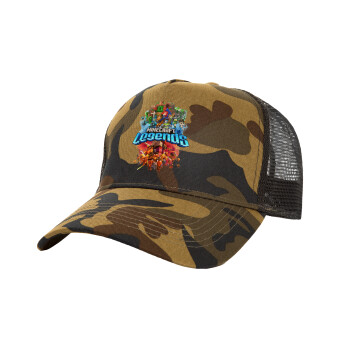 Minecraft legends, Adult Structured Trucker Hat, with Mesh, (Camouflage) Army (100% COTTON, ADULT, UNISEX, ONE SIZE)