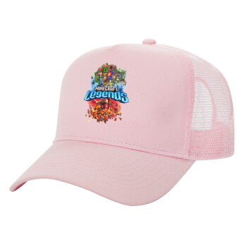 Minecraft legends, Structured Trucker Children's Hat, with Mesh, PINK (100% COTTON, CHILDREN'S, UNISEX, ONE SIZE)