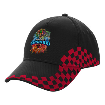 Minecraft legends, Adult Cap RACING Ultimate Black/Red, (100% COTTON DRILL, ADULT, UNISEX, ONE SIZE)