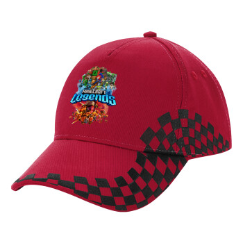 Minecraft legends, Adult Cap RACING Ultimate Red/Black, (100% COTTON DRILL, ADULT, UNISEX, ONE SIZE ADULT)