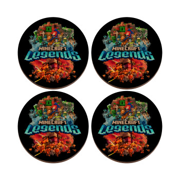 Minecraft legends, ΣΕΤ x4 Σουβέρ ξύλινα στρογγυλά plywood (9cm)