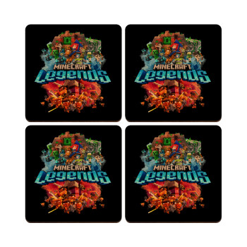 Minecraft legends, ΣΕΤ x4 Σουβέρ ξύλινα τετράγωνα plywood (9cm)