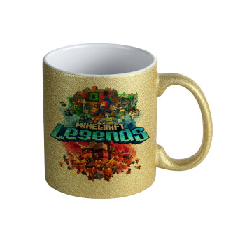Minecraft legends, Κούπα Χρυσή Glitter που γυαλίζει, κεραμική, 330ml