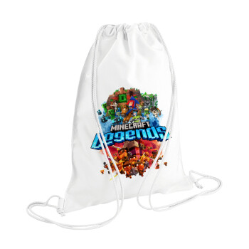 Minecraft legends, Τσάντα πλάτης πουγκί GYMBAG λευκή (28x40cm)