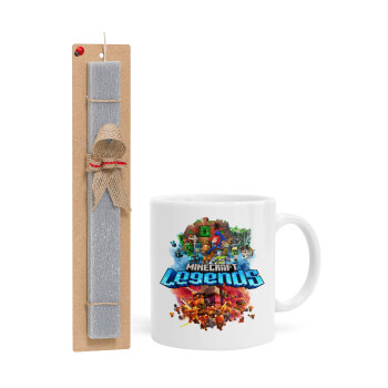 Minecraft legends, Easter Set, Ceramic Cup (330ml) & Easter aromatic flat candle (30cm) (GRAY)