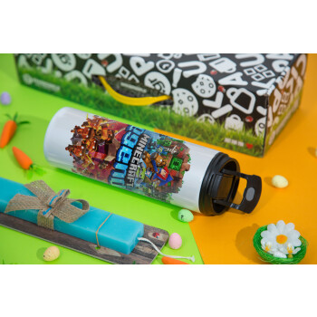 Minecraft legends, Πασχαλινή Λαμπάδα με Travel Tumbler θερμό με διπλό καπάκι (600ml, BPA free) & κερί αρωματικό πλακέ (30cm) (ΤΙΡΚΟΥΑΖ)