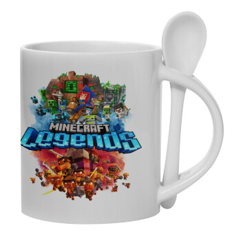 Minecraft legends, Ceramic coffee mug with Spoon, 330ml (1pcs)