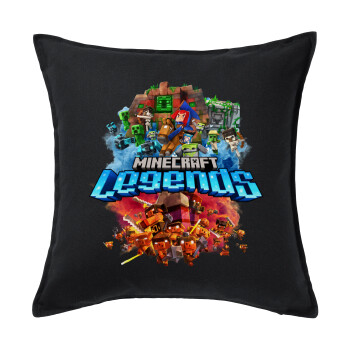 Minecraft legends, Μαξιλάρι καναπέ Μαύρο 100% βαμβάκι, περιέχεται το γέμισμα (50x50cm)