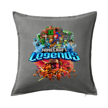 Minecraft legends, Μαξιλάρι καναπέ Γκρι 100% βαμβάκι, περιέχεται το γέμισμα (50x50cm)