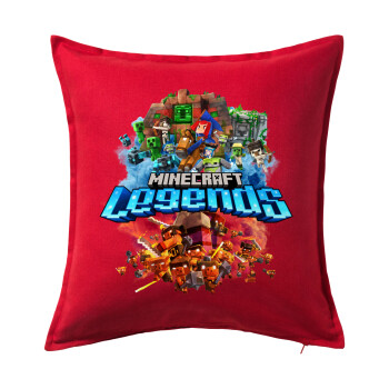 Minecraft legends, Μαξιλάρι καναπέ Κόκκινο 100% βαμβάκι, περιέχεται το γέμισμα (50x50cm)