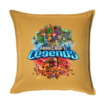 Minecraft legends, Μαξιλάρι καναπέ Κίτρινο 100% βαμβάκι, περιέχεται το γέμισμα (50x50cm)