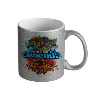Minecraft legends, Κούπα Ασημένια Glitter που γυαλίζει, κεραμική, 330ml