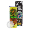 Neon Yellow Travel Tumbler θερμό, μεταλλικό καλαμάκι(Ανωξείδωτο 304 Food grade, BPA free, 600ml)