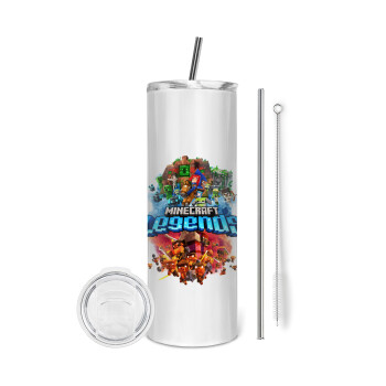 Minecraft legends, Tumbler stainless steel 600ml, with metal straw & cleaning brush