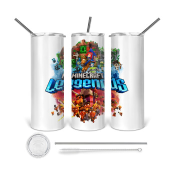 Minecraft legends, 360 Eco friendly stainless steel tumbler 600ml, with metal straw & cleaning brush