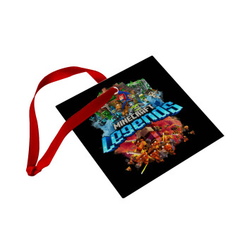 Minecraft legends, Christmas ornament, glass square ornament 9x9cm
