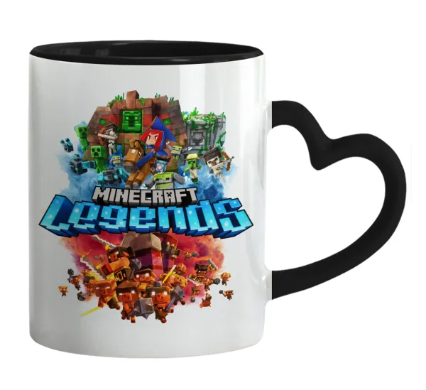 Minecraft legends — Mug heart black handle, ceramic, 330ml