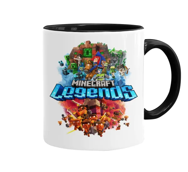 Minecraft legends — Κούπα χρωματιστή μαύρη, κεραμική, 330ml