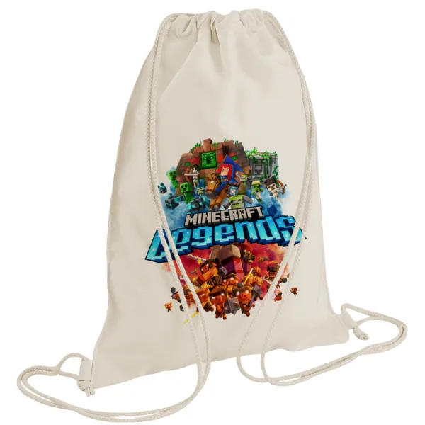 Minecraft legends — Backpack bag GYMBAG natural (28x40cm)