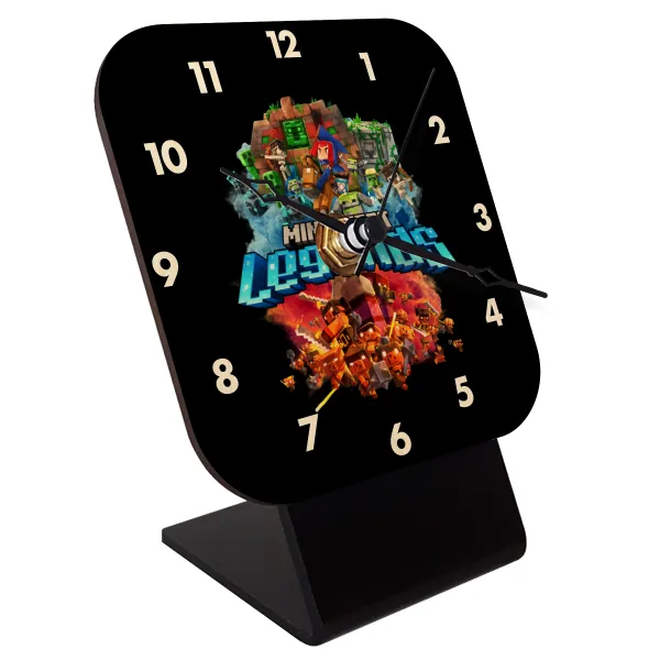 Minecraft legends — Quartz Table clock in natural wood (10cm)