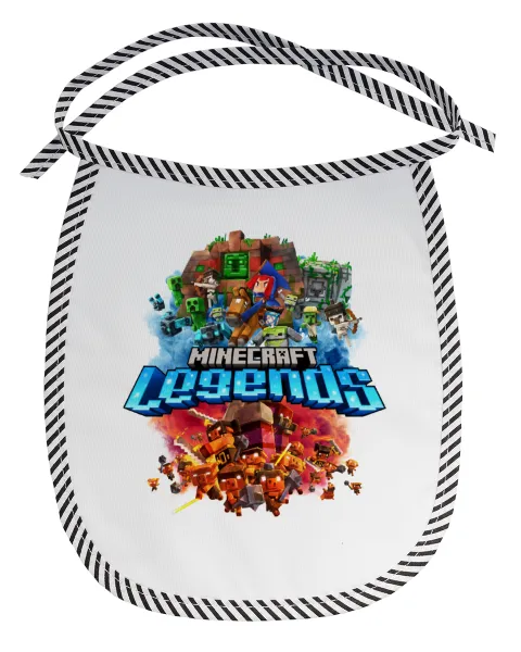 Minecraft legends — Stain-resistant baby bib with tie, black